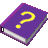 Purple book with a yellow question mark on it